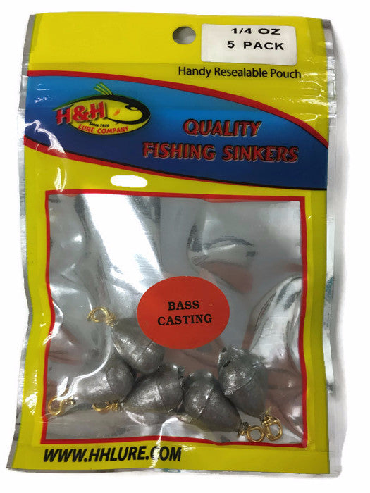 Danielson Bass Casting Sinkers Fishing Weight, 1/4 oz., 4-pack