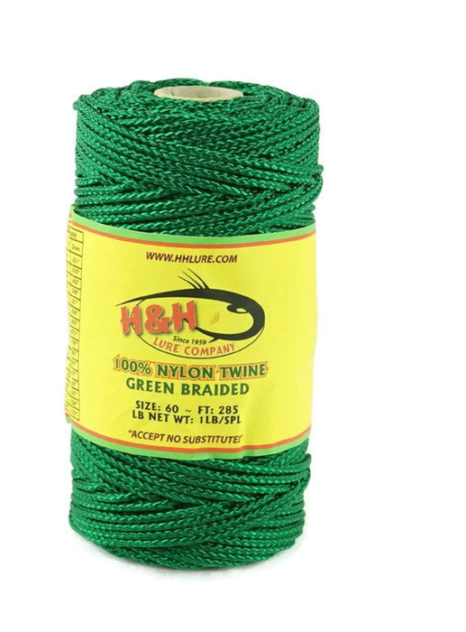 Green Braided Nylon Twine; Size 60; approx. 325 ft/lb; 1 pound spool -  Delta Net and Twine