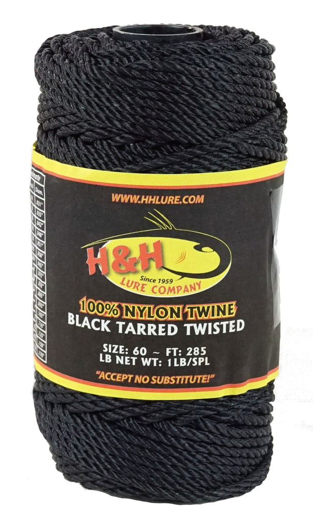 Tarred (Black) Nylon Twine, Twisted. Size #12, 1/4 lb 1-pack