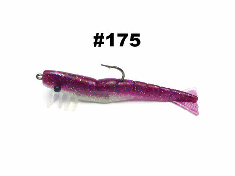 Almost Alive Lures 3 Pk Soft Curly Tail Shrimp Rigged Fire Pink
